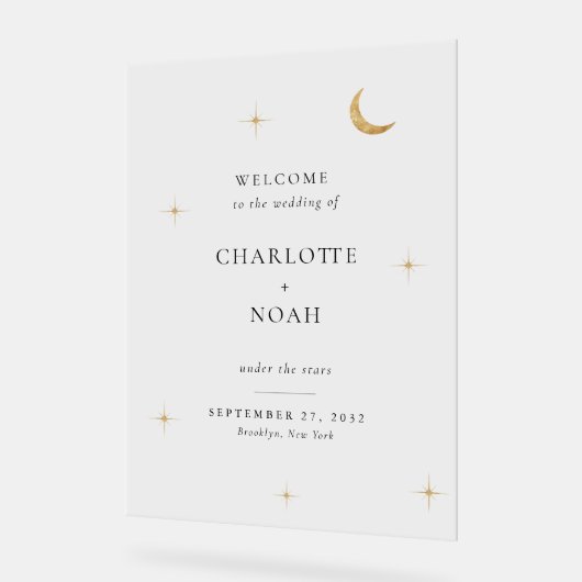 Minimalist Elegant Celestial Wedding Welcome Acryl Bord (Hoek)