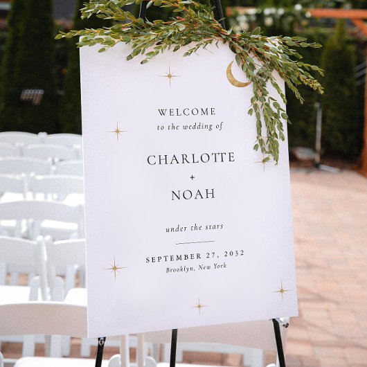 Minimalist Elegant Celestial Wedding Welcome Sign Poster