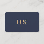 Minimalist Elegant Dark Blue Initial Professional Visitekaartje (Voorkant)
