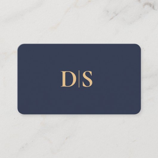 Minimalist Elegant Dark Blue Initial Professional Visitekaartje (Voorkant)