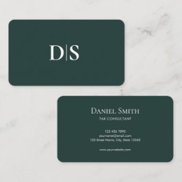 Minimalist Elegant Dark Green Initial Consultant Visitekaartje