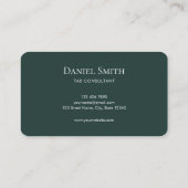 Minimalist Elegant Dark Green Initial Consultant Visitekaartje (Achterkant)