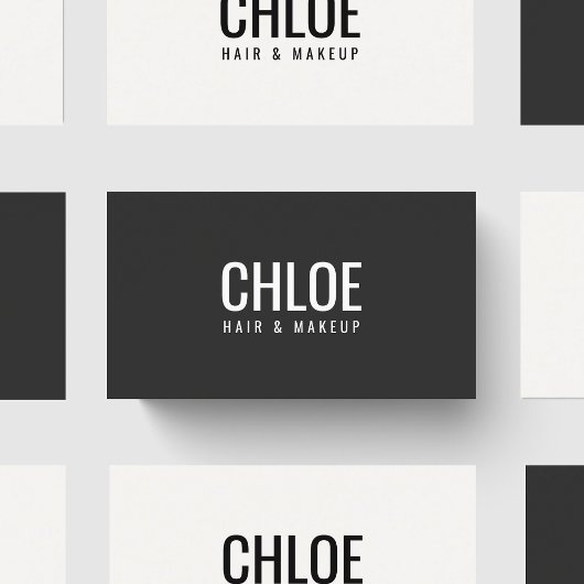 Minimalist Elegant Dark Grey White Bold Beauty Visitekaartje
