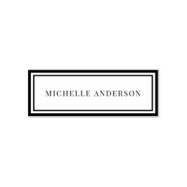 Minimalist Elegant Double Boarder Name Zelfinktende Stempel