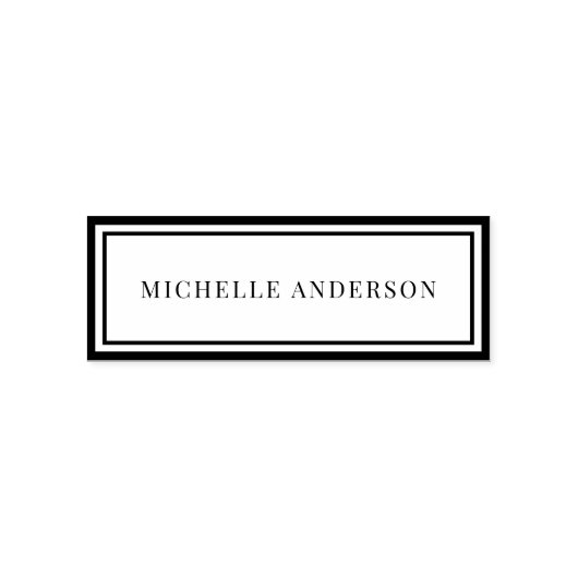 Minimalist Elegant Double Boarder Name  Zelfinktende Stempel (Design)