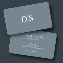 Minimalist Elegant Dusty Blue Initial Corporate