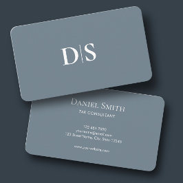 Minimalist Elegant Dusty Blue Initial Corporate Visitekaartje