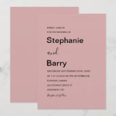 Minimalist Elegant Dusty Pink Wedding Kaart (Voorkant / Achterkant)