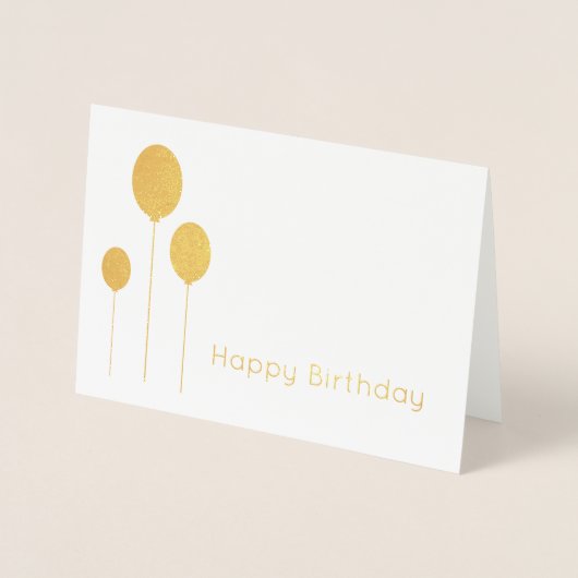 Minimalist Elegant Echt Goud folie Happy Birthday Kaarten (Voorkant)