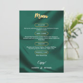 Minimalist Elegant Emerald & Gold Script Wedding  Menu (Staand voorkant)