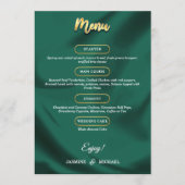 Minimalist Elegant Emerald & Gold Script Wedding  Menu (Voorkant)