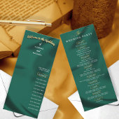 Minimalist Elegant Emerald & Gold Wedding Program 