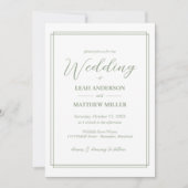 Minimalist Elegant Floral Wedding Invitation Kaart (Voorkant)