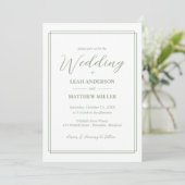 Minimalist Elegant Floral Wedding Invitation Kaart (Staand voorkant)