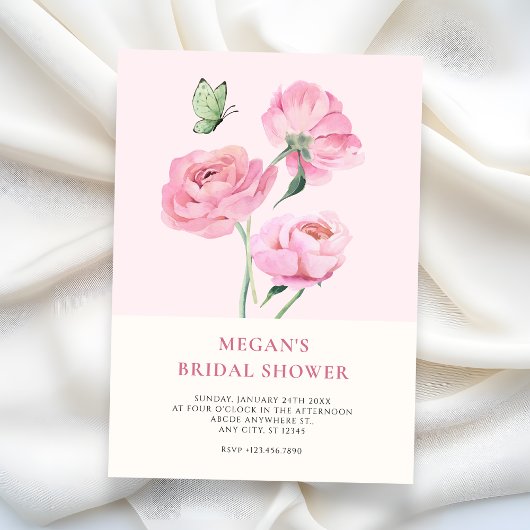 Minimalist elegant flower bridal shower kaart