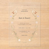 Minimalist Elegant Flowers Wedding Acryl Uitnodigingen (Voorkant)