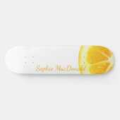 MINIMALIST ELEGANT FUN YELLOW LEMON FRUIT WHITE PERSOONLIJK SKATEBOARD (Horizontaal)