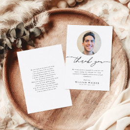 Minimalist Elegant Funeral Sympathy Memorial Photo Bedankkaart