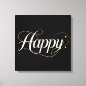 Minimalist Elegant Gold Happy Typography - Classy  Canvas Afdruk (Voorkant)