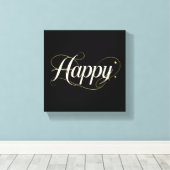 Minimalist Elegant Gold Happy Typography - Classy  Canvas Afdruk (Insitu (Houten vloer))