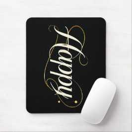 Minimalist Elegant Gold Happy Typography - Classy Muismat