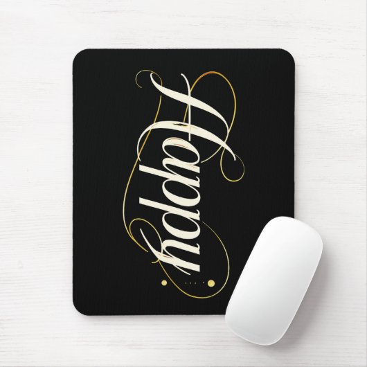 Minimalist Elegant Gold Happy Typography - Classy  Muismat (Met muis)