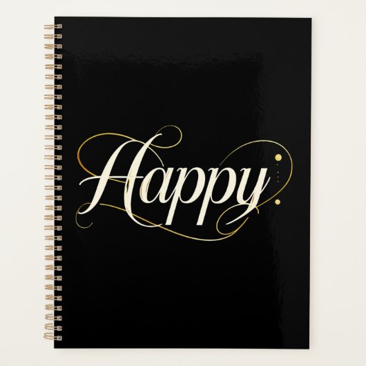 Minimalist Elegant Gold Happy Typography - Classy  Planner (Voorkant)