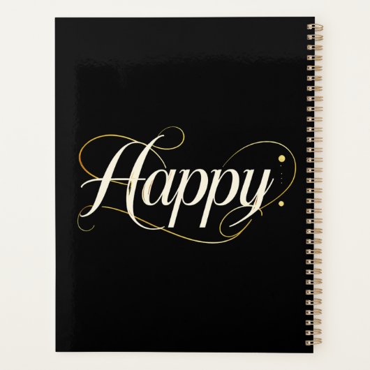 Minimalist Elegant Gold Happy Typography - Classy  Planner (Achterkant)