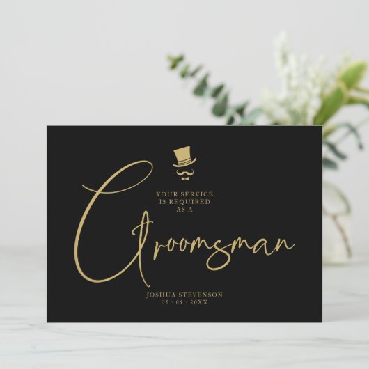 Minimalist Elegant Gorgeous Script Groomsman  Kaart (Staand voorkant)
