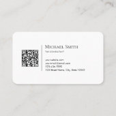 Minimalist Elegant Initials QRCode Black and White Visitekaartje (Achterkant)