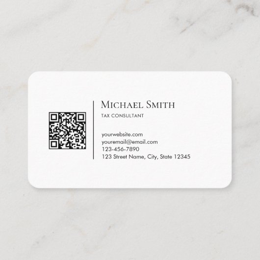 Minimalist Elegant Initials QRCode Black and White Visitekaartje (Achterkant)