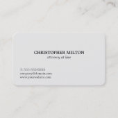 Minimalist Elegant Licht Grijs Attorney bij de wet Visitekaartje (Voorkant)