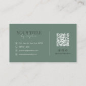 Minimalist Elegant Modern Sage Green QR Code Visitekaartje (Achterkant)