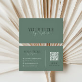 Minimalist Elegant Modern Sage Green QR Code Visitekaartje