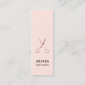 Minimalist Elegant Pastel Faux Metal Scissors Mini Visitekaartje (Voorkant)