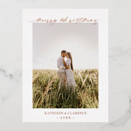 Minimalist Elegant Photo Classic Christmas Folie Feestdagen Briefkaart