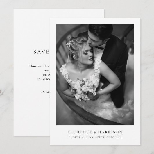 Minimalist Elegant Photo Wedding Save the Date  (Voorkant / Achterkant)