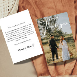 Minimalist Elegant Photo Wedding Thank You Note Bedankkaart