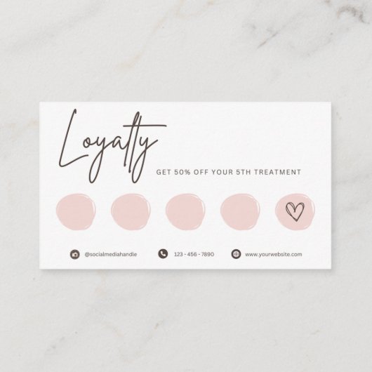 Minimalist Elegant Pink Brush Script Loyalty Card (Achterkant)