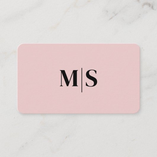 Minimalist Elegant Pink Monogram Initial Executive Visitekaartje (Voorkant)