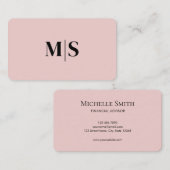 Minimalist Elegant Pink Monogram Initial Executive Visitekaartje (Voorkant / Achterkant)