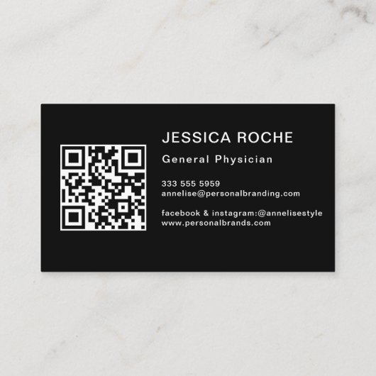 Minimalist Elegant Plain zwart algemeen Arts Visitekaartje (Achterkant)