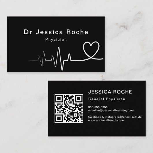 Minimalist Elegant Plain zwart algemeen Arts Visitekaartje (Voorkant / Achterkant)