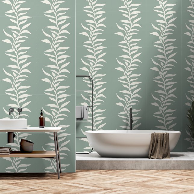 Minimalist Elegant Plant Silhouette in Flow Behang (Badkamer)