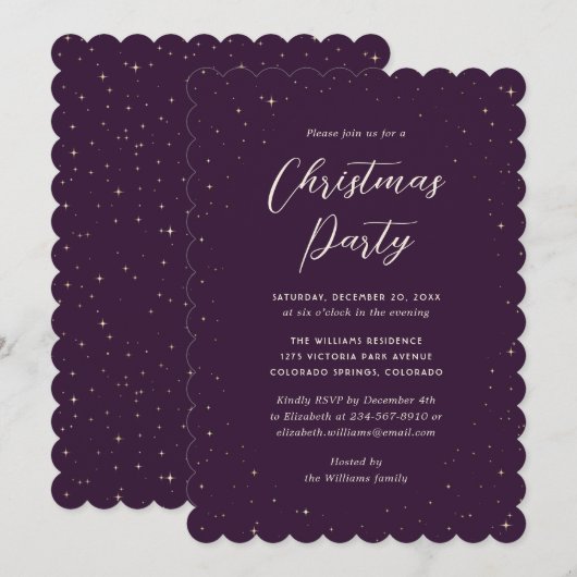 Minimalist Elegant Purple Christmas Party Kaart (Voorkant / Achterkant)