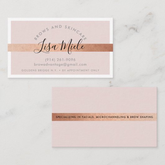 MINIMALIST Elegant roos gouden streep blush roze Visitekaartje (Voorkant / Achterkant)