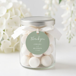 Minimalist Elegant Sage Green Thank You Wedding Ronde Sticker