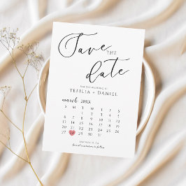 Minimalist Elegant Save The Date Calendar  Kaart