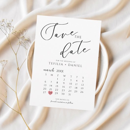 Minimalist Elegant Save The Date Calendar  Kaart