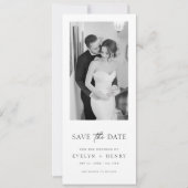 Minimalist Elegant Script Black and White Photo Save The Date (Voorkant)